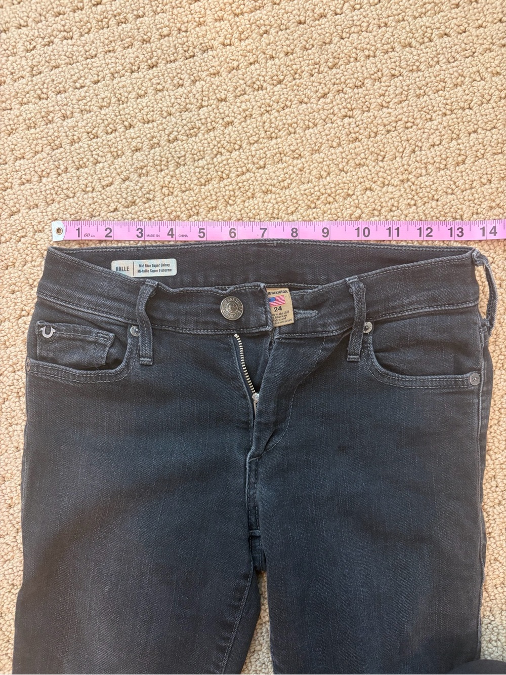 True Religion Women's Mid-Rise Black Skinny Jeans (Size 24)